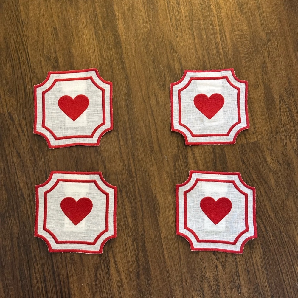 Williams Sonoma Cartouche Heart Coasters